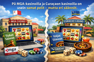 MGA-kasinoilla ja Curacaon kasinoilla usein samat pelit mutta eri säännöt